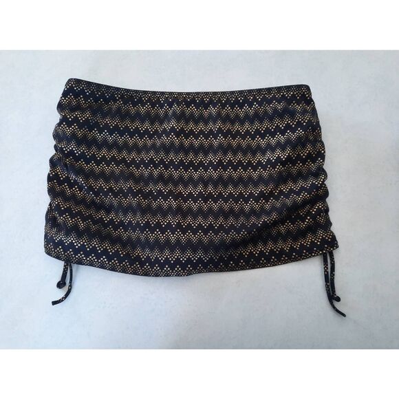 Victoria's Secret Swim Size M Black & Gold Chevron Skirted Bikini Bottom - Picture 4 of 5